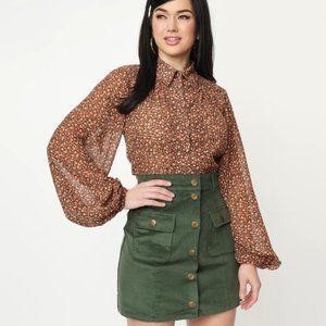 Unique Vintage Hunter Green Corduroy Marlo Mini Skirt